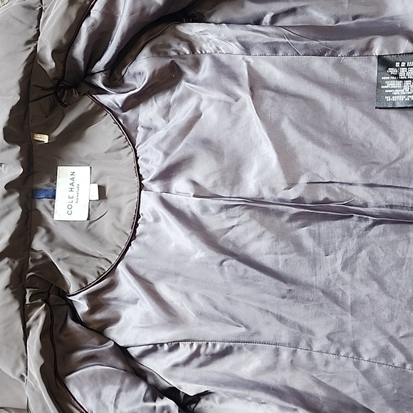 Cole Haan Women's Taffeta Down Coat with Bib Front and Dramatic Hood Size XS - Picture 14 of 16